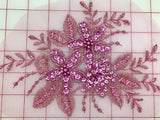 Applique - Sequined and Beaded Lace Flower Pairs Dusty Rose