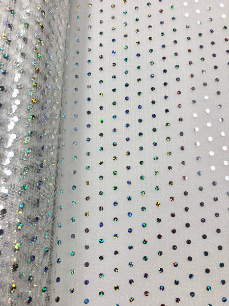 Hologram Dot Tulle - 58/60-inches Wide White with Iridescent Dots