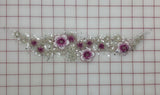 Applique - Sequined Lace Flower Motif Rose and Silver