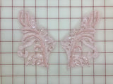 Applique - Beaded and Sequined Lace Motif Pairs Pink