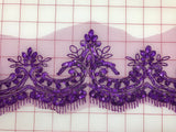 Lace Trim - Border Lace Purple with Sequins