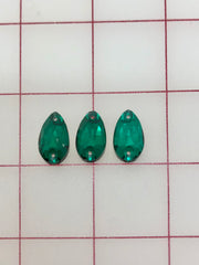 Rhinestones - 10x18mm Czech "Bright-Cut" BZ Emerald Pear-Shape Sew-On