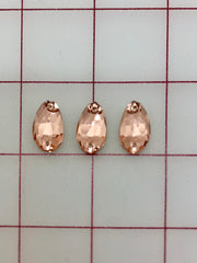 Rhinestones - 10x18mm Czech "Bright-Cut" Light Peach Pear-Shape Sew-On