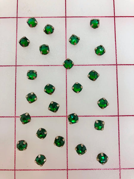 Rhinestones - 20SS Czech Bright-Cut Rose Montees Emerald