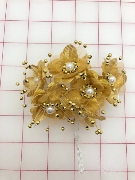 Flowers - Gold with Pearls