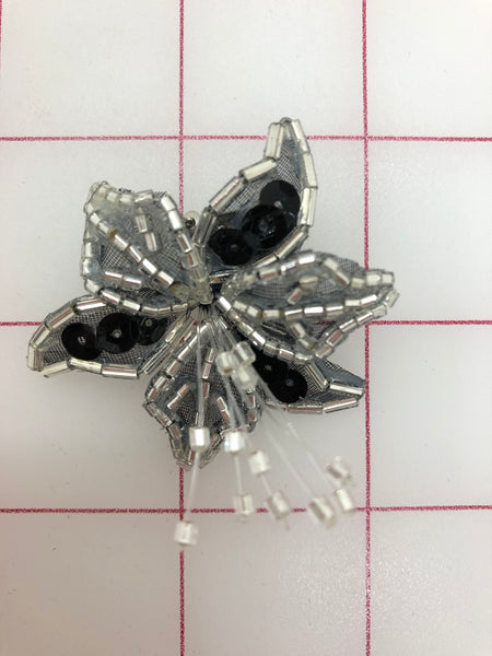 Flower Clip Black/Silver Close-Out