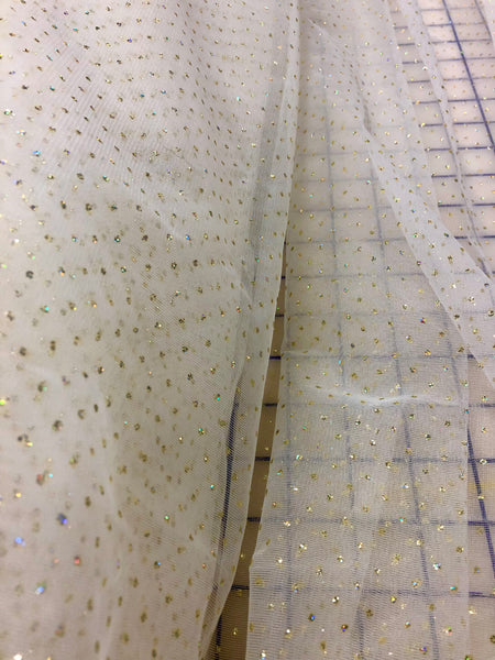 Sparkle Organza - 60-inches Wide Palest Ivory with Iridescent Enhanced Gold Sparkle