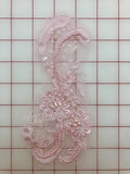 Applique - Beaded and Sequined Lace Motif Pink, Ivory Close-Out