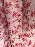 Fancy Organza - 54-inches Wide Valentine Red-Flocked on White Close-Out