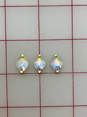 Rhinestones - 14X9mm Premium Machine-Cut Crystal AB Lemon-Shape Sew-On