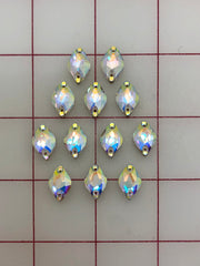 Rhinestones - 14X9mm Premium Machine-Cut Crystal AB Lemon-Shape Sew-On
