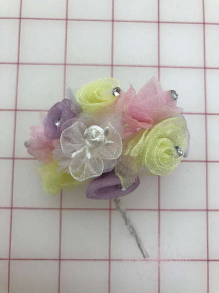 Flowers - Yellow/Pink/Lavender/White Buds with Crystal Rhinestones Close-Out