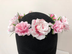 Flowers - Wreath Pink and White Flowers with Green Leaves