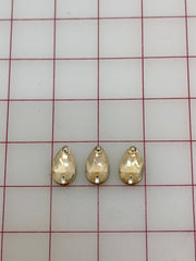 Rhinestones - 13x22mm Czech "Bright-Cut" Gold Silk Pear-Shape Sew-On