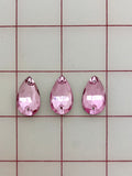 Rhinestones - 13x22mm Czech "Bright-Cut" Light Pink Pear-Shape Sew-On