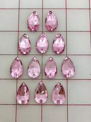 Rhinestones - 13x22mm Czech "Bright-Cut" Light Pink Pear-Shape Sew-On