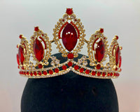 Tiara - Gold with Red and Crystal Rhinestone