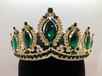 Tiara - Gold with Emerald and Crystal Rhinestones