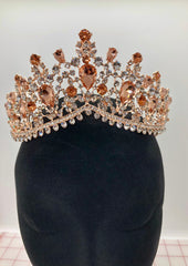 Tiara - Fancy Elegance Rose Gold, Peach and Crystal Rhinestone