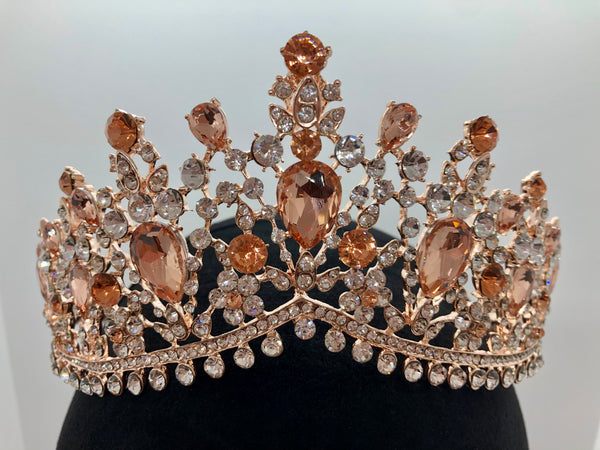 Tiara - Fancy Elegance Rose Gold, Peach and Crystal Rhinestone