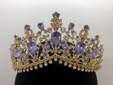 Tiara - Fancy Elegance Gold, Lilac and Crystal Rhinestone