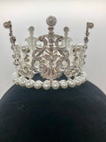 Tiara - Traditional Crown Crystal, Pearl, and Silver