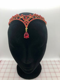 Tiara - Forehead-Point Red and Gold