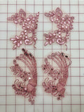 Applique - Sequined Lace Motif Pieces Dusty Rose