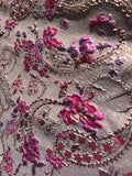 Brocade - 58-in 3D Pale Rose Gold with Fuchsia and Lilac Reversible