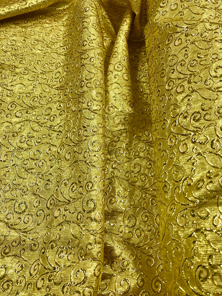 Brocade - 59-inches Wide Gold Swirl