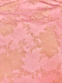 Brocade - 58-inches Wide Satin Rose Pink and Metallic Gold