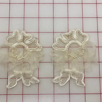 Applique - Beaded Lace Vintage 3D Motif Pairs Ivory