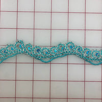 Lace Trim - Border Lace Aqua with Sequins Close-Out