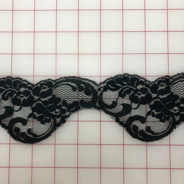 Lace Trim - 1.25 to 3-inch Wide Scalloped Black Lace Close-Out