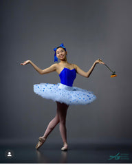 Tutu Net - 54-inches Wide White with Large Blue Flocked Polka Dots