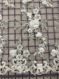 Fancy Lace - 52-inches Wide Corded Sequined Embroidered 3D White