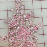 Applique - Beaded and Sequined Pink and Silver-Corded Motif Pairs