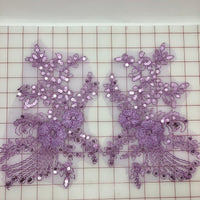 Applique - Sequined Lace Motif Pairs Lilac