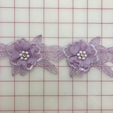 Applique - Lavender 3D Lace Flower Motifs