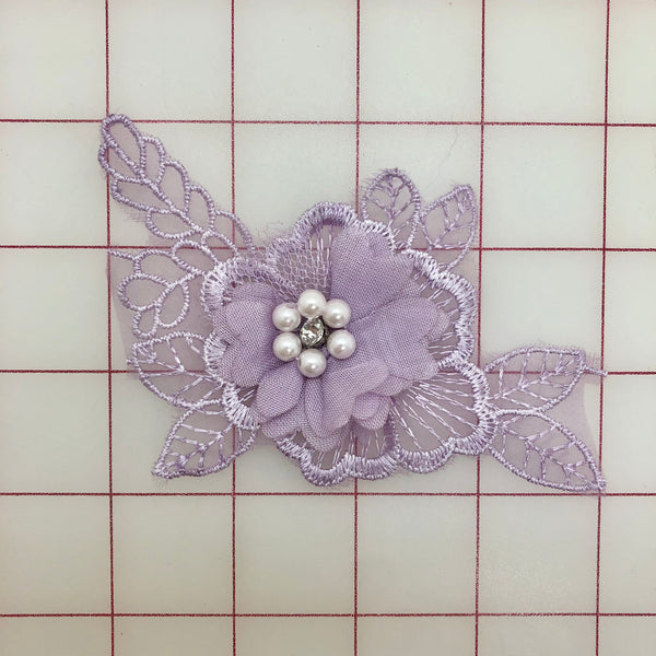 Applique - Lavender 3D Lace Flower Motifs