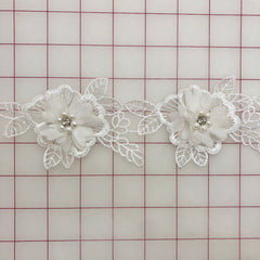 Applique - White 3D Lace Flower Motifs