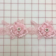 Applique - Light Pink 3D Lace Flower Motifs