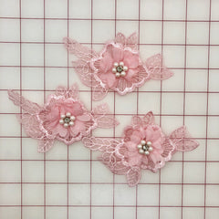 Applique - Light Pink 3D Lace Flower Motifs