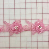 Applique - Rose Pink 3D Lace Flower Motifs