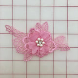 Applique - Rose Pink 3D Lace Flower Motifs