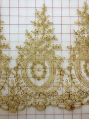 Metallic Trim - Gold Metallic Corded Lace Per Yard