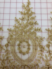 Metallic Trim - Gold Metallic Corded Lace Per Yard