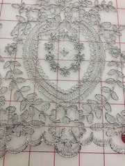 Metallic Trim - Silver Metallic Corded Lace