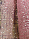 Tutu Net - 54-inches Wide Rosette (Lt Pink) with Silver Metallic Design