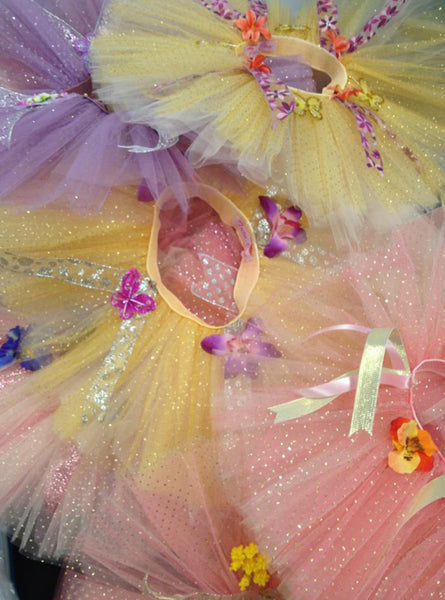 Tutu Child's Pull-On Style Embellished with Ribbons and Flowers